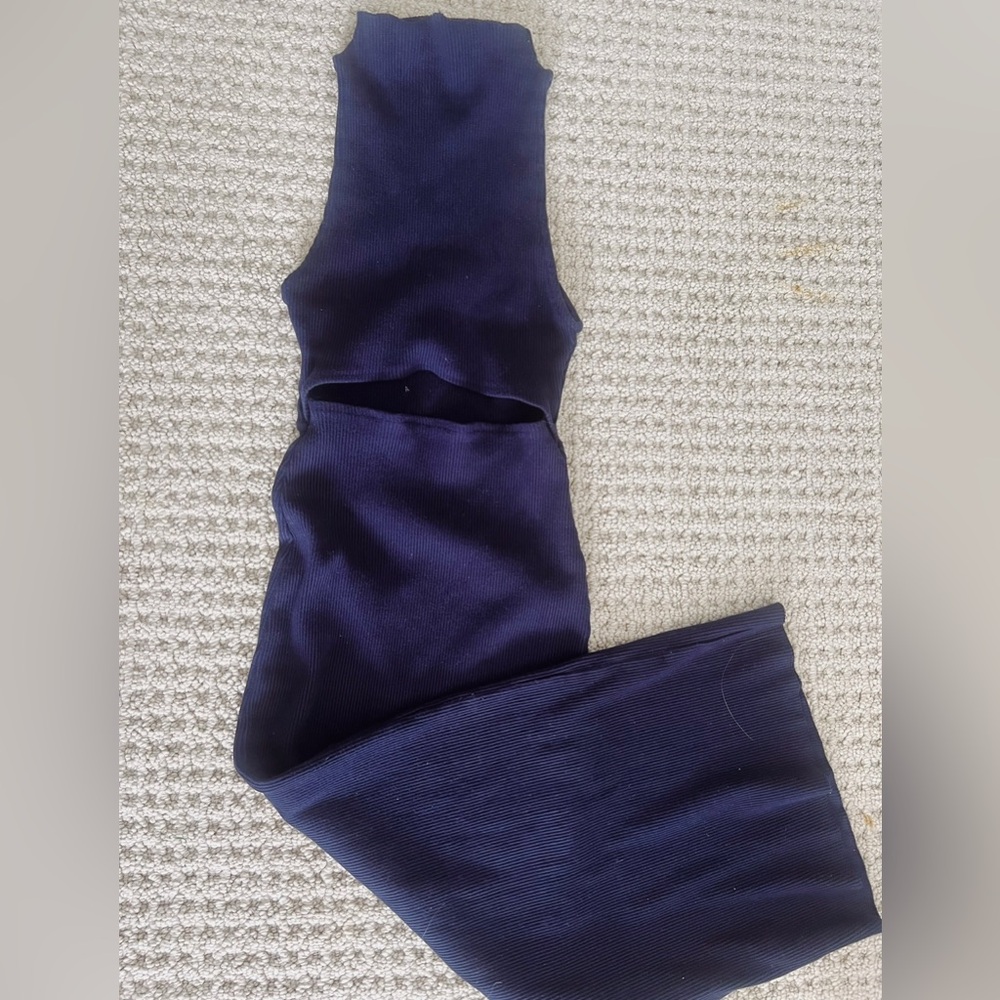 Zara Cutout Navy Knit Midi Dress
